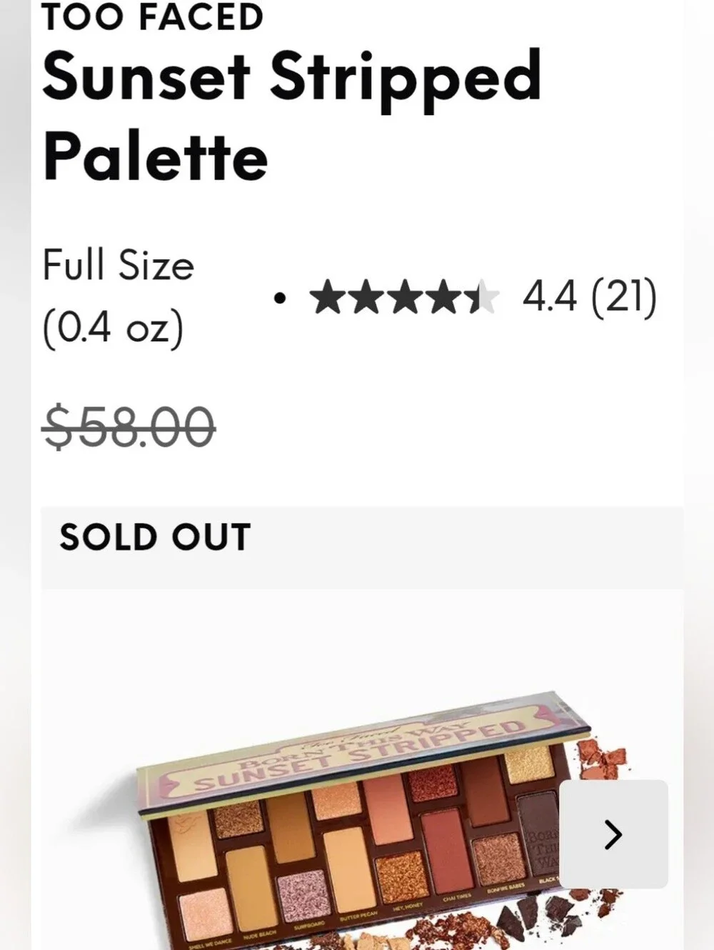 TOO FACED Born This Way Sunset Stripped Eyeshadow Palette NEW MSRP $58